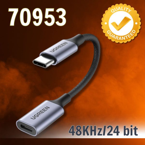 Cáp âm thanh Ugreen 70953 USB-C to Lightning Female, hỗ trợ Full chức năng, chip MFi, dây bọc dù