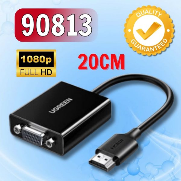 Cáp chuyển đổi HDMI sang VGA Ugreen 90813 Hỗ trợ FullHD 1080p@60Hz với nguồn điện USB-C-HDMI 1.3