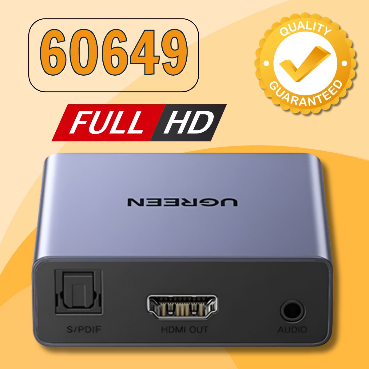 Bộ chuyển đổi tách âm thanh HDMI ra HDMI Ugreen 60649 kèm Audio 3.5mm và Optical (SPDIF)