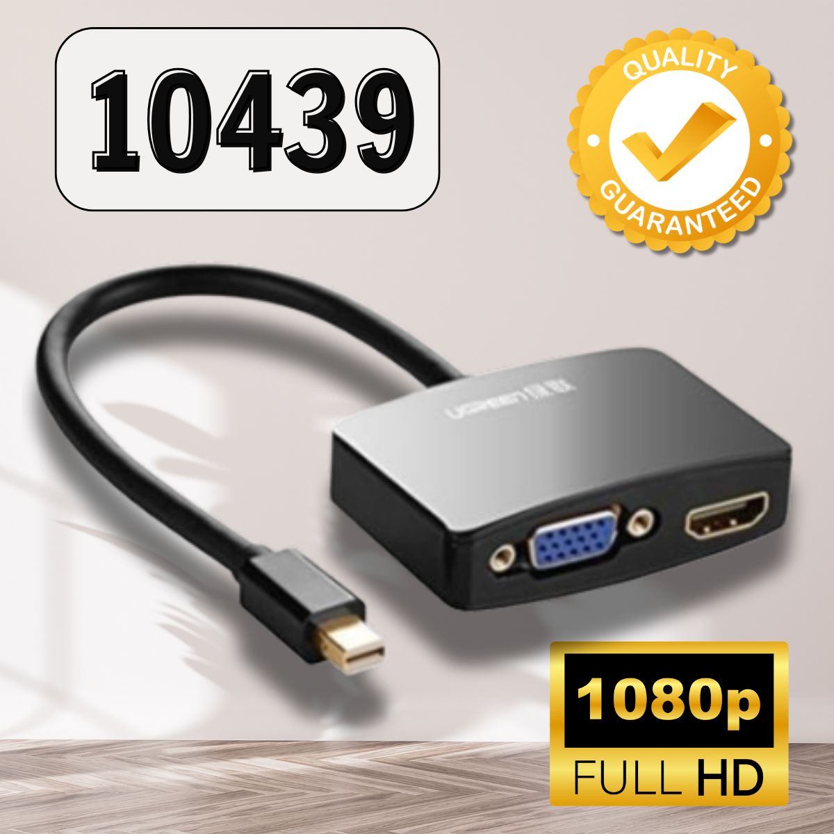 Cáp chuyển đổi Mini Displayport to HDMI và VGA Ugreen 10439 MD108 màu đen