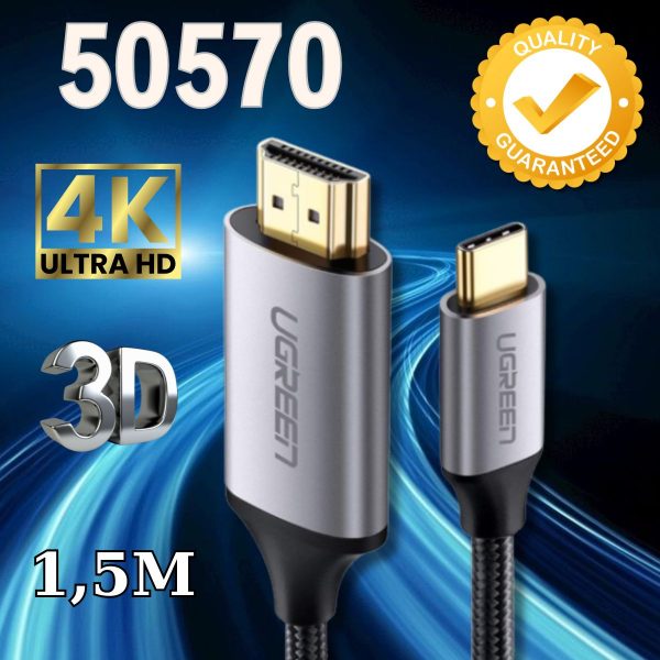 Cáp USB Type-C to HDMI Ugreen 50570 Hỗ trợ 4K@60Hz Dài 1,5m
