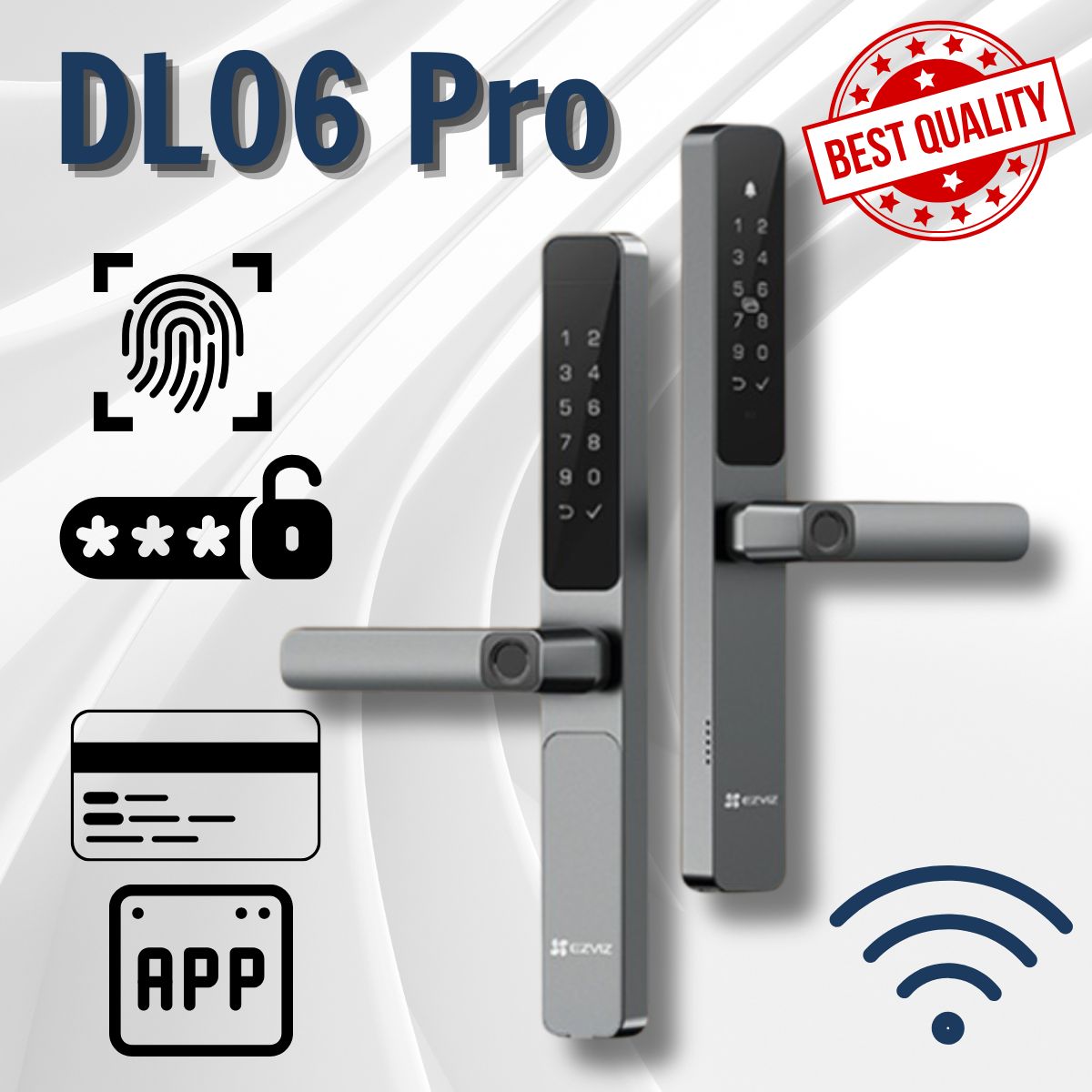 Khoá cửa vân tay Ezviz DL06 Pro Vân tay 2 mặt/mật khẩu/thẻ/chìa cơ, Kết nối Wi-Fi và Bluetooth