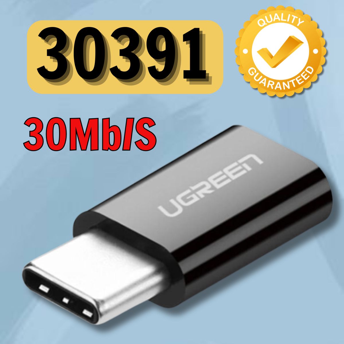 Đầu chuyển đổi Type-C sang Micro USB Ugreen 30391 US157 Hỗ trợ 30MB/s Màu đen