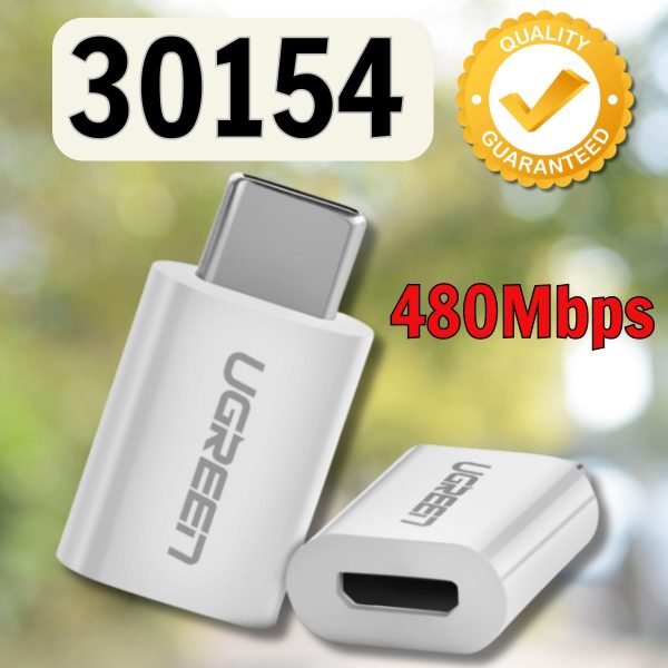 Đầu chuyển đổi USB Type C sang Micro USB chính hãng Ugreen 30154 Hỗ trợ chuẩn USB 3.1 Type C Màu trắng