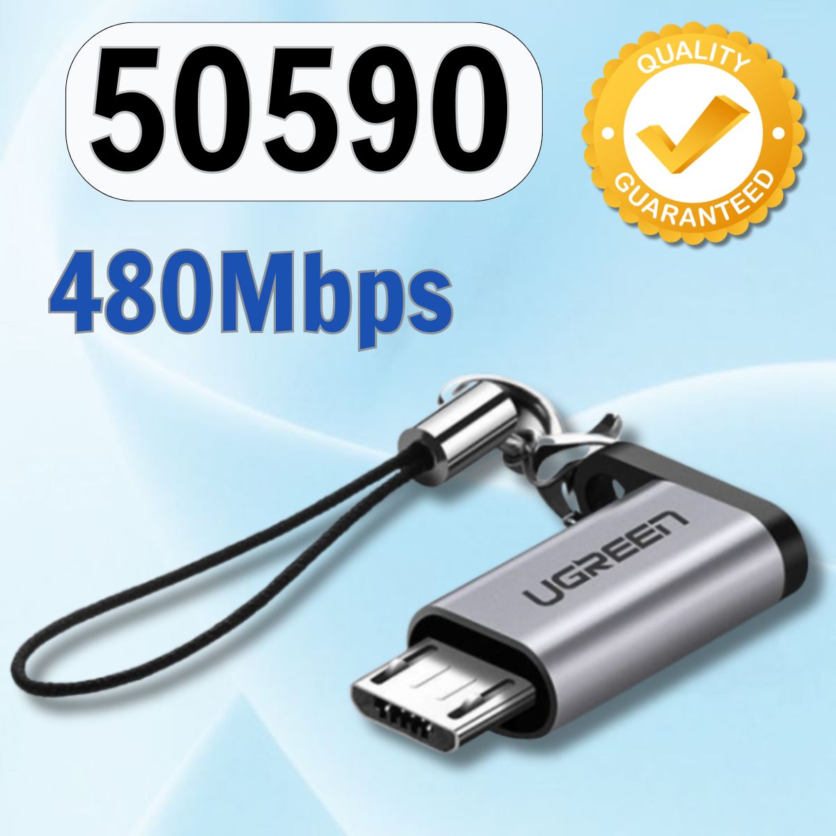Đầu chuyển đổi Micro USB to USB type-C Ugreen 50590 Tốc độ truyền 480Mbps 