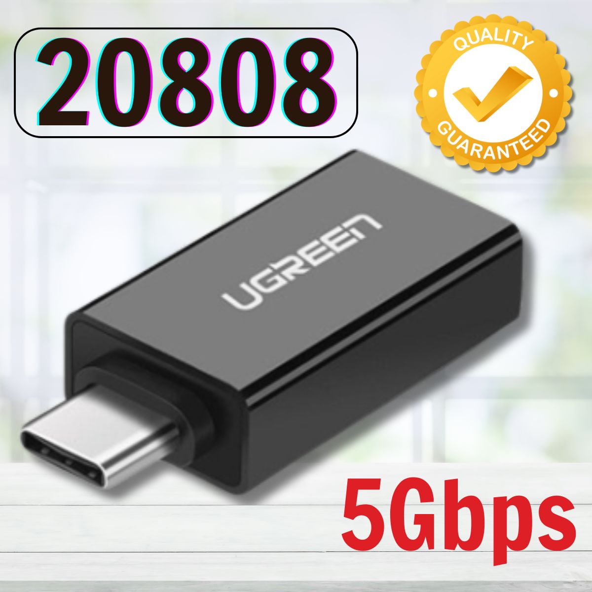 Đầu chuyển đổi USB Type-C to USB 3.0 (OTG) Ugreen 20808 US173 Tốc độ truyền 5Gbps Màu đen