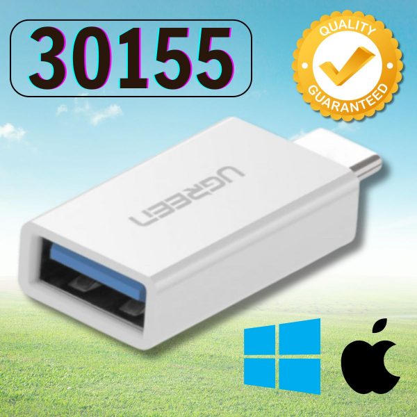 Đầu chuyển đổi USB Type-C to USB 3.0 (OTG) Ugreen 30155 US173 Mạ đồng + bảo vệ kép, Màu trắng