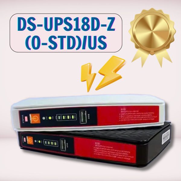 Bộ lưu điện mini UPS Hikvision DS-UPS18D-Z(O-STD)/US Công suất 18W, pin 4000mAh – Hỗ trợ 100- 240 VAC 50-60Hz