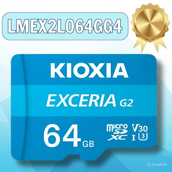 Thẻ nhớ Kioxia Exceria G2 64GB microSD LMEX2L064GG4 CL10 UHS-I U3 V30 A1 4K R100 W50 w/o adapter, Màu Xanh Dương