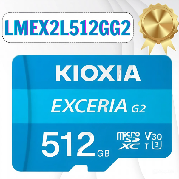 Thẻ nhớ Kioxia Exceria G2 512GB microSD LMEX2L512GG2 CL10 UHS-I U3 V30 A1 4K R100 W50 w adapter, Màu Xanh Dương