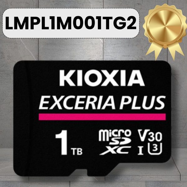 Thẻ nhớ máy ảnh Kioxia Exceria PLUS 1TB microSD LMPL1M001TG2 CL10 UHS-I U3 V30 4K A1 R100 W85 w adapter, Màu Đen