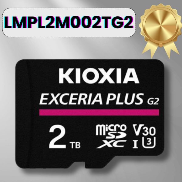 Thẻ nhớ máy ảnh Kioxia Exceria PLUS G2 2TB microSD LMPL2M002TG2 CL10 UHS-I U3 V30 4K A1 R100 W90 w adapter, Màu Đen