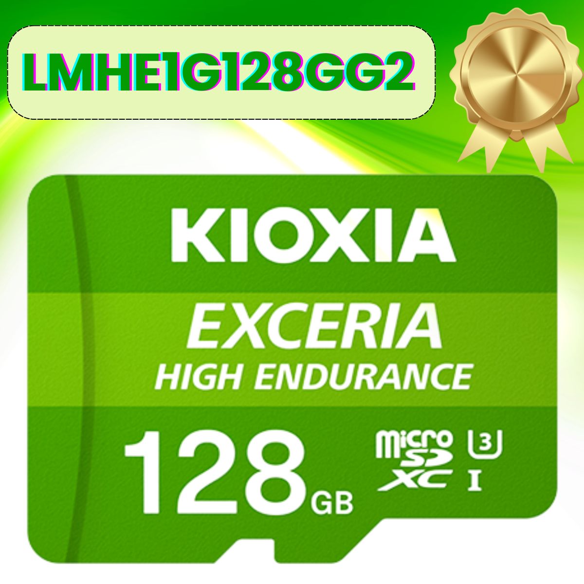 Thẻ nhớ Kioxia Exceria HIGH ENDURANCE 128GB microSD LMHE1G128GG2 CL10 UHS-I U3 V30 A1 R100 W65 w adapter, Màu Xanh Lá