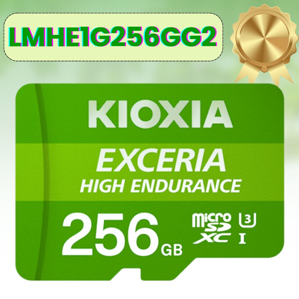 Thẻ nhớ Kioxia Exceria HIGH ENDURANCE 256GB microSD LMHE1G256GG2 CL10 UHS-I U3 V30 A1 R100 W85 w adapter, Màu Xanh Lá