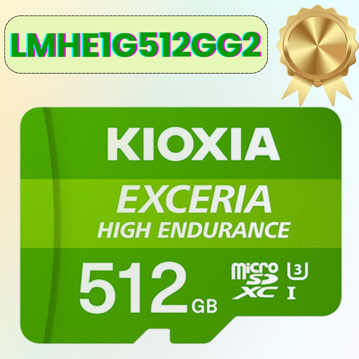 Thẻ nhớ Kioxia Exceria HIGH ENDURANCE 512GB microSD LMHE1G512GG2 CL10 UHS-I U3 V30 A1 R100 W85 w adapter, Màu Xanh Lá