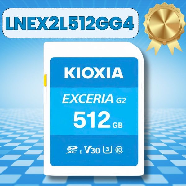 Thẻ nhớ SD 512GB KIOXIA EXCERIA G2 CL10 UHS-I U3 V30 4K R100 W50. Mã LNEX2L512GG4 [BH 60T, Màu Xanh Dương]