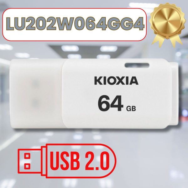 USB 64GB KIOXIA U202 USB 2.0. Mã LU202W064GG4 [BH 60T, Màu Trắng, Made In Japan]