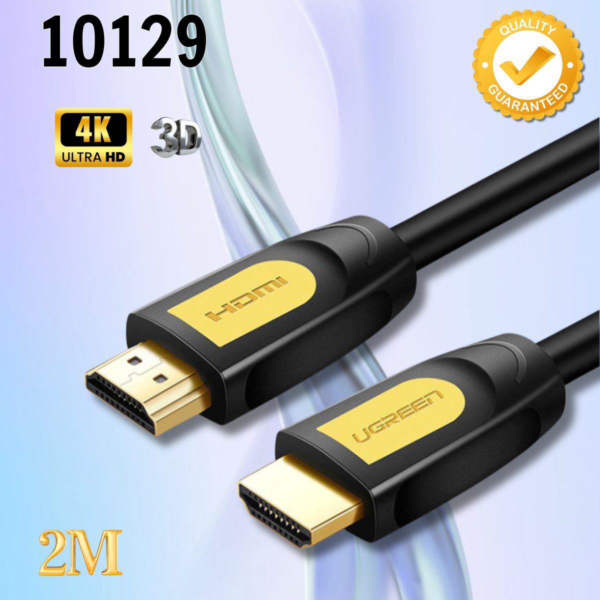 Dây truyền tải HDMI 2m Ugreen 10129 Chuẩn 1.4 hỗ trợ 3D Full HD 4Kx2K Tốc độ truyền 10,2 Gb /s.