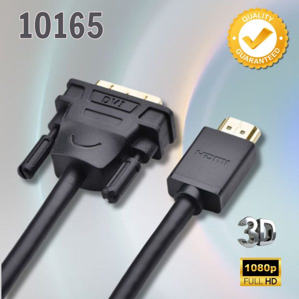 Dây truyền tải HDMI sang DVI 24+1 Ugreen 10165 Màu đen, vỏ nhựa PVC cao cấp