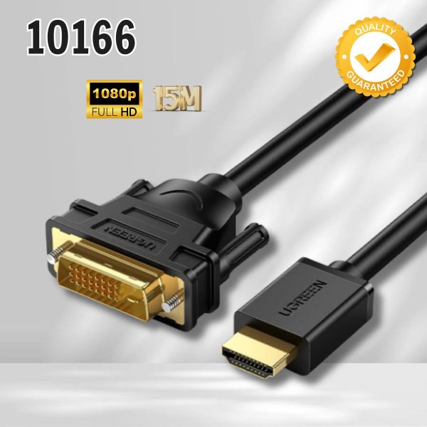 Cáp chuyển HDMI sang DVI 24 + 1 Ugreen 10166 dài 15m Full HD 1080p Màu đen