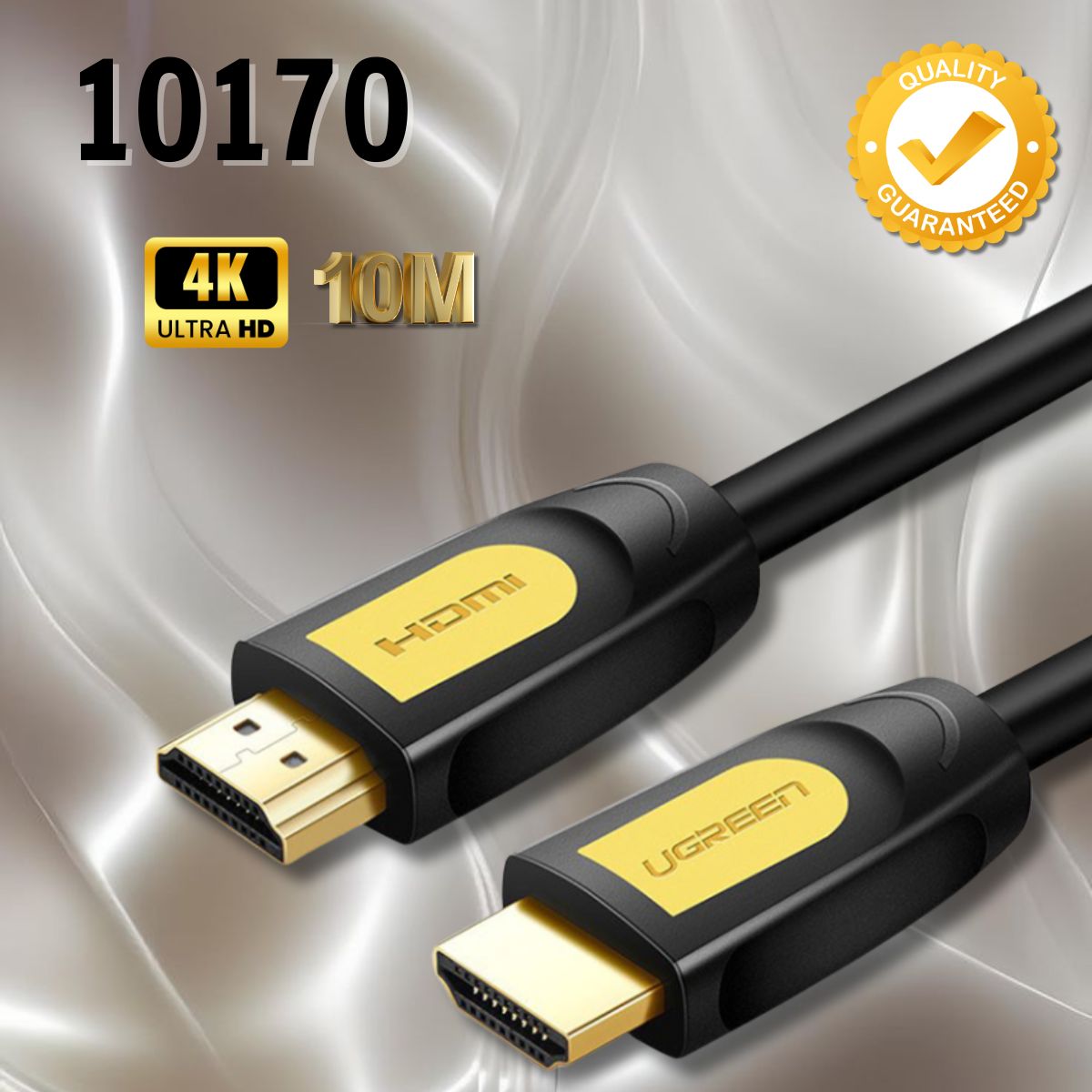 Dây tín hiệu HDMI Ugreen 10170 10M màu Vàng, chuẩn 1.4 hỗ trợ phân giải 4K * 2K