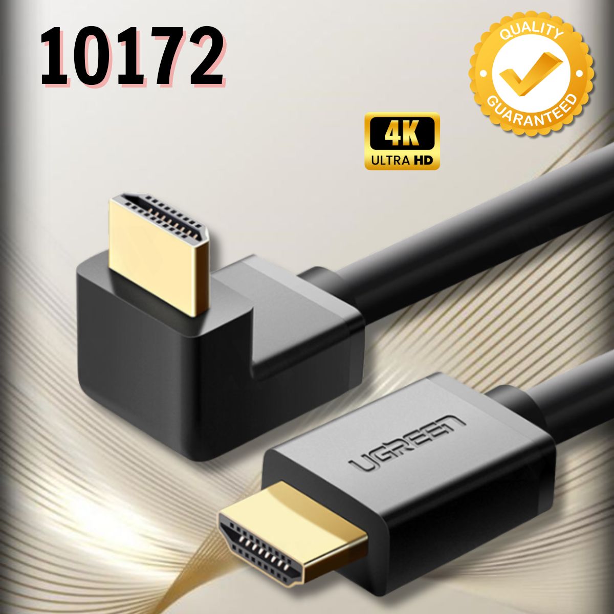 Dây truyền tải HDMI Ugreen 10172 HD103 Dài 1m Chuẩn 1.4 đầu bẻ góc 90 độ