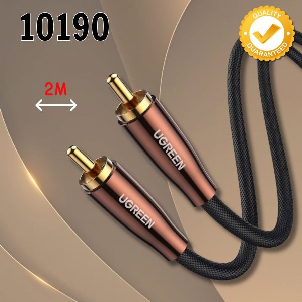 Cáp âm thanh Audio Coaxial RCA to RCA Ugreen 10190 bọc Nynol dài 2m, Lõi đồng nguyên chất 100%