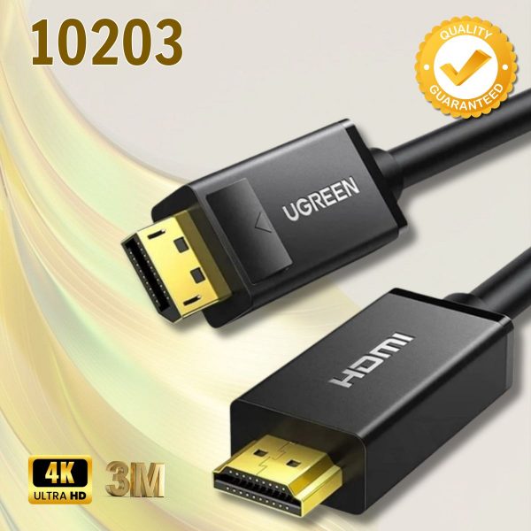 Thiết bị chuyển đổi Displayport sang HDMI Ugreen 10203 3M Hỗ Trợ 4K@30Hz Màu Đen