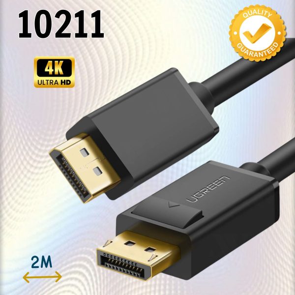 Cáp 2 Đầu Displayport Ugreen 10211 chuẩn V1.2 thuần đồng DP102 dài 2m Hỗ trợ 4K@60Hz,  10.8Gbps/s.