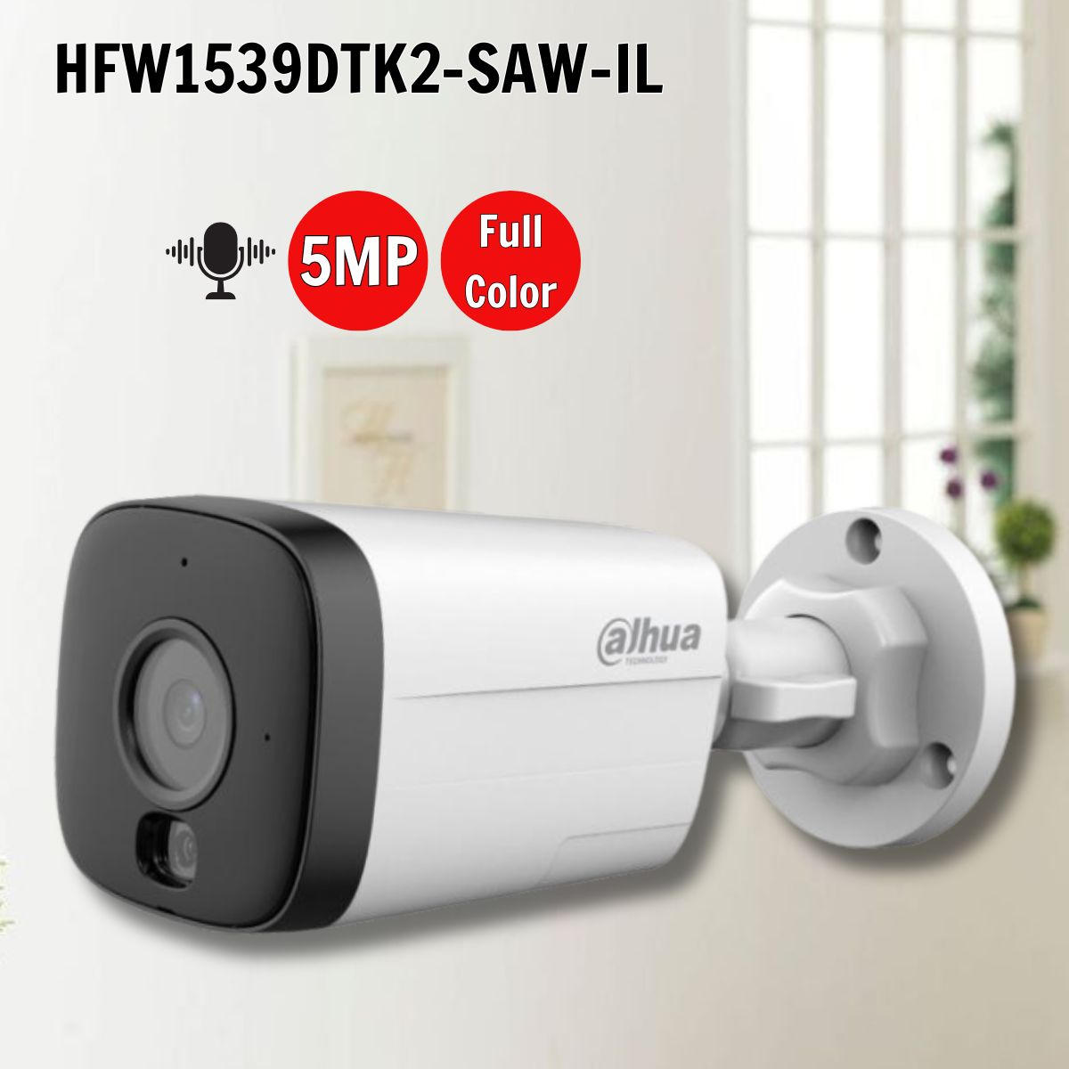 Camera IP Wifi Dahua DH-IPC-HFW1539DTK2-SAW-IL 5MP, Phat hiện thông minh, Đàm thoại 2 chiều