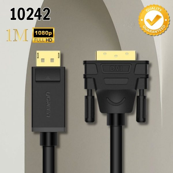 Cáp chuyển đổi DP sang DVI 24+1 Ugreen 10242 DP103 Dài 1m, Hỗ trợ độ phân giải 1080p