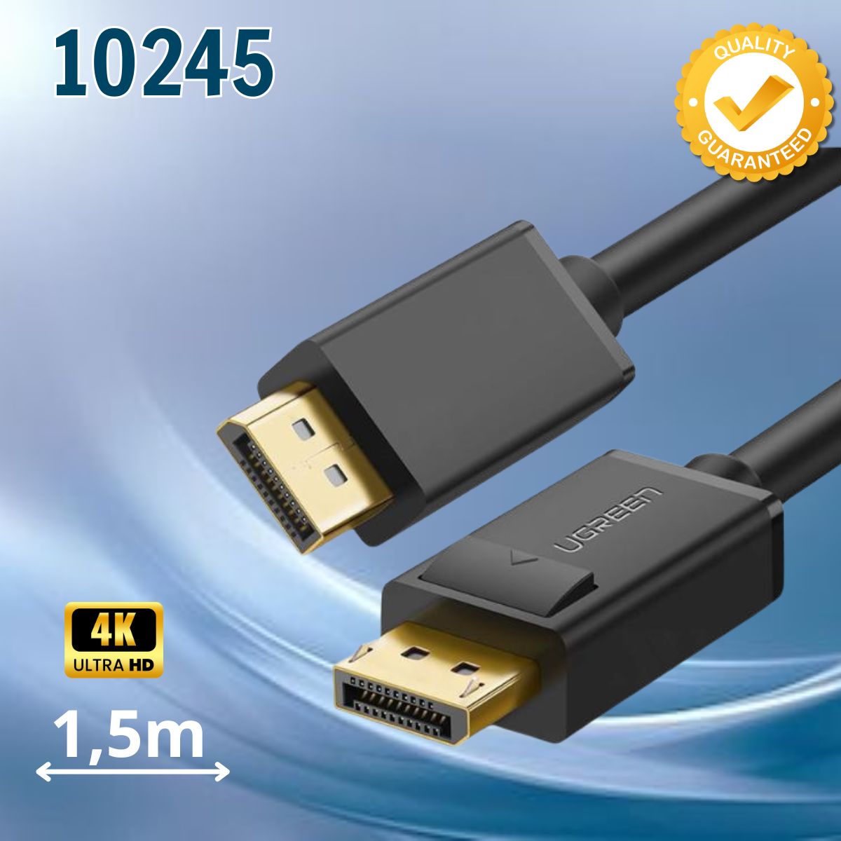 Dây truyền tín hiệu 2 đầu Displayport Ugreen 10245 DP102 Dài 1.5m, Hỗ trợ 2K*4K@60Hz