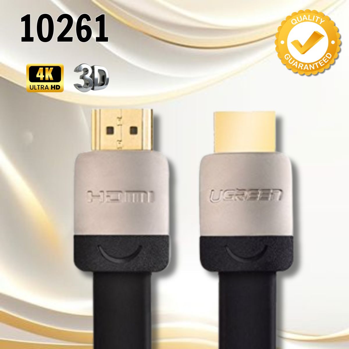 Giải pháp kết nối HDMI Ugreen 10261 chuẩn 2.0 cáp dẹt đầu bọc hợp kim Dài 2m, Hỗ trựo 3D, 4K