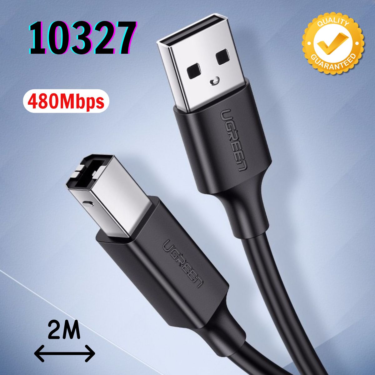 Cáp USB 2.0 sang USB B Ugreen 10327 US104 dài 2m Tốc độ lên đến 480Mbps
