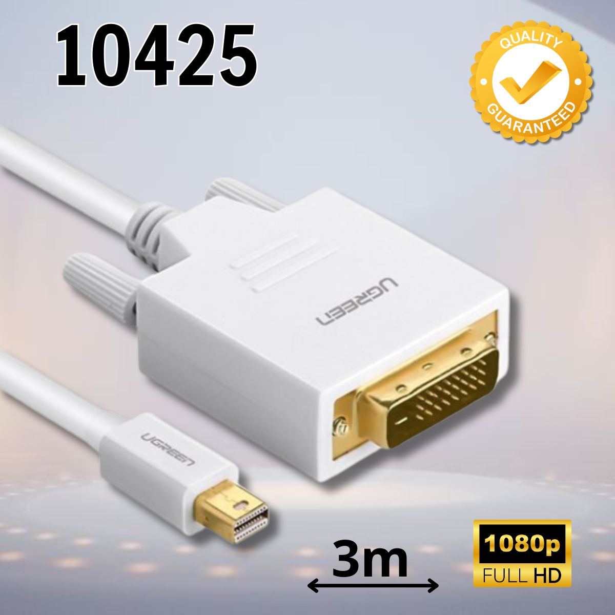 Cáp chuyển đổi Mini DP sang DVI 24+1 Ugreen 10425 dài 3M, Hỗ trợ phân giải 1080P