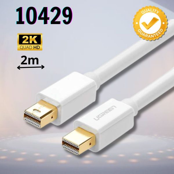 Cáp Mini Displayport 2 đầu Ugreen 10429 dài 2m Màu trắng, Hỗ trợ độ phân giải 2K