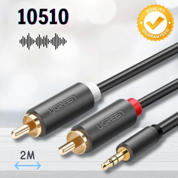 Cáp âm thanh 2 đầu Bông sen sang 3.5mm Ugreen 10510 Dài 2m Màu đen