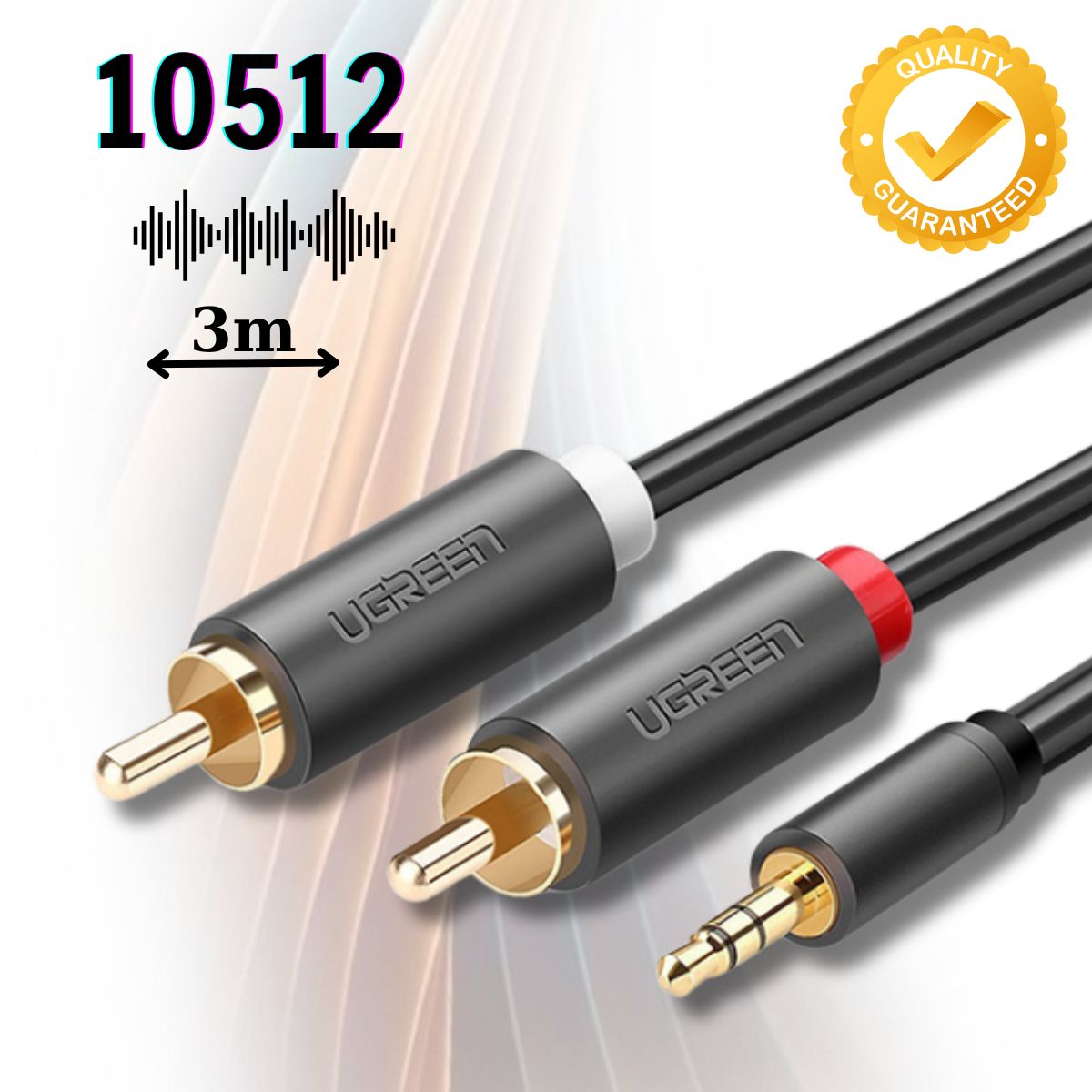 Cáp Chuyển Audio 3.5 Sang 2 Đầu Hoa Sen Dài 3M Ugreen 10512 Thiết kế đa dạng, Chống nhiễu tốt