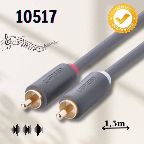 Cáp AV hoa sen 2 đầu RCA 1.5m Ugreen 10517 Đầu nối mạ vàng 24K, Cắm và sử dụng