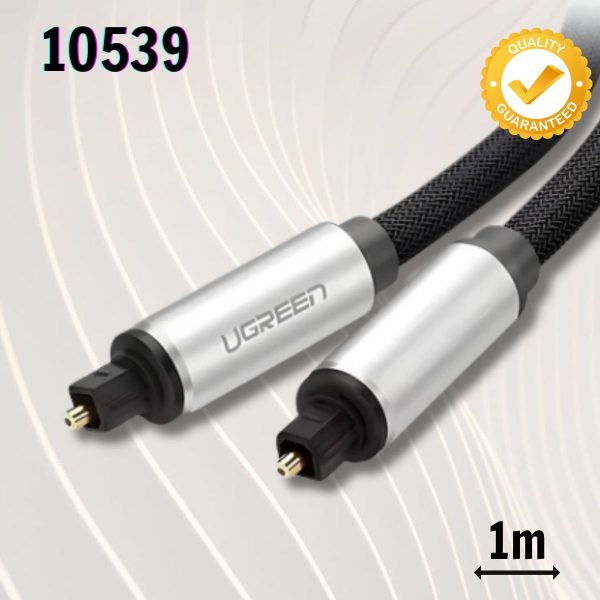 Cáp quang âm thanh 2 đầu dương Ugreen 10539 dài 1m Màu xám, Bọc lưới chống nhiễu
