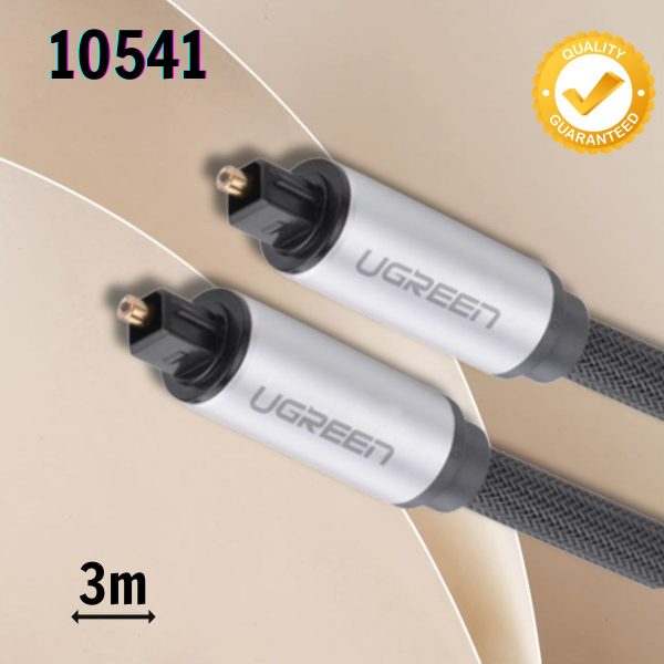 Cáp quang âm thanh 2 đầu dương Ugreen 10541 dài 3m, Màu xám, Vỏ nhôm cao cấp, Giảm nhiễu