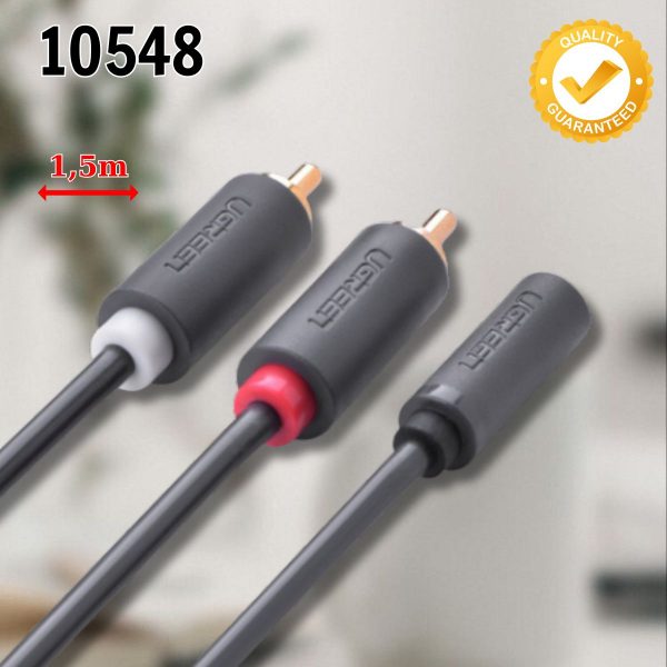 Cáp âm thanh 3.5mm Âm sang 2 đầu bông sen RCA 1.5m Ugreen 10548 Màu đen cáo cấp