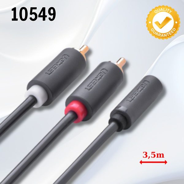 Cáp âm thanh 2 đầu Bông sen sang 3.5m Ugreen 10549 dài 3m màu Xám