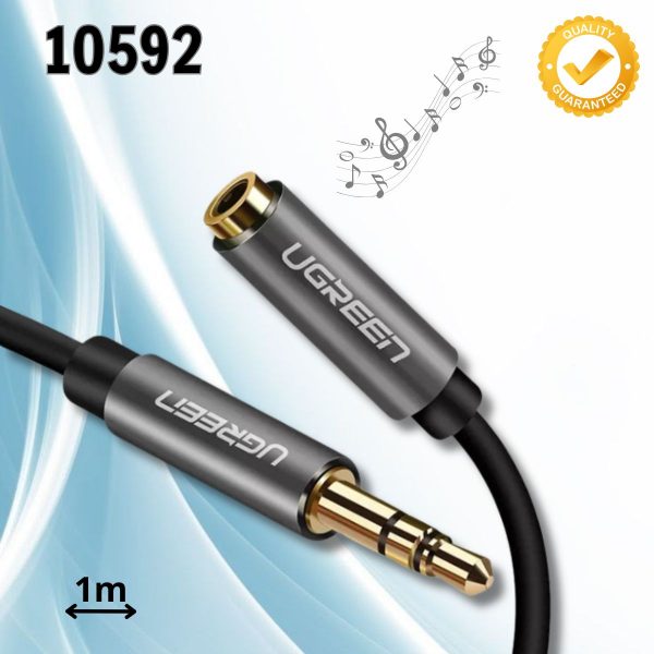 Cáp âm thanh 3.5mm nối dài Ugreen 10592 AV118 dài 1m màu Đen