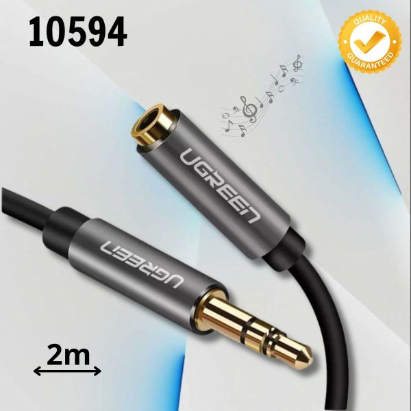 Cáp Audio 3.5mm nối dài 2m Ugreen 10594 Đầu cáp mạ vàng 24K, Âm thanh ổn định