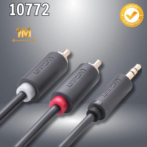 Cáp âm thanh 2 đầu Bông sen sang 3.5mm dương Ugreen 10772 1M màu đen, Lõi đồng nguyên chất
