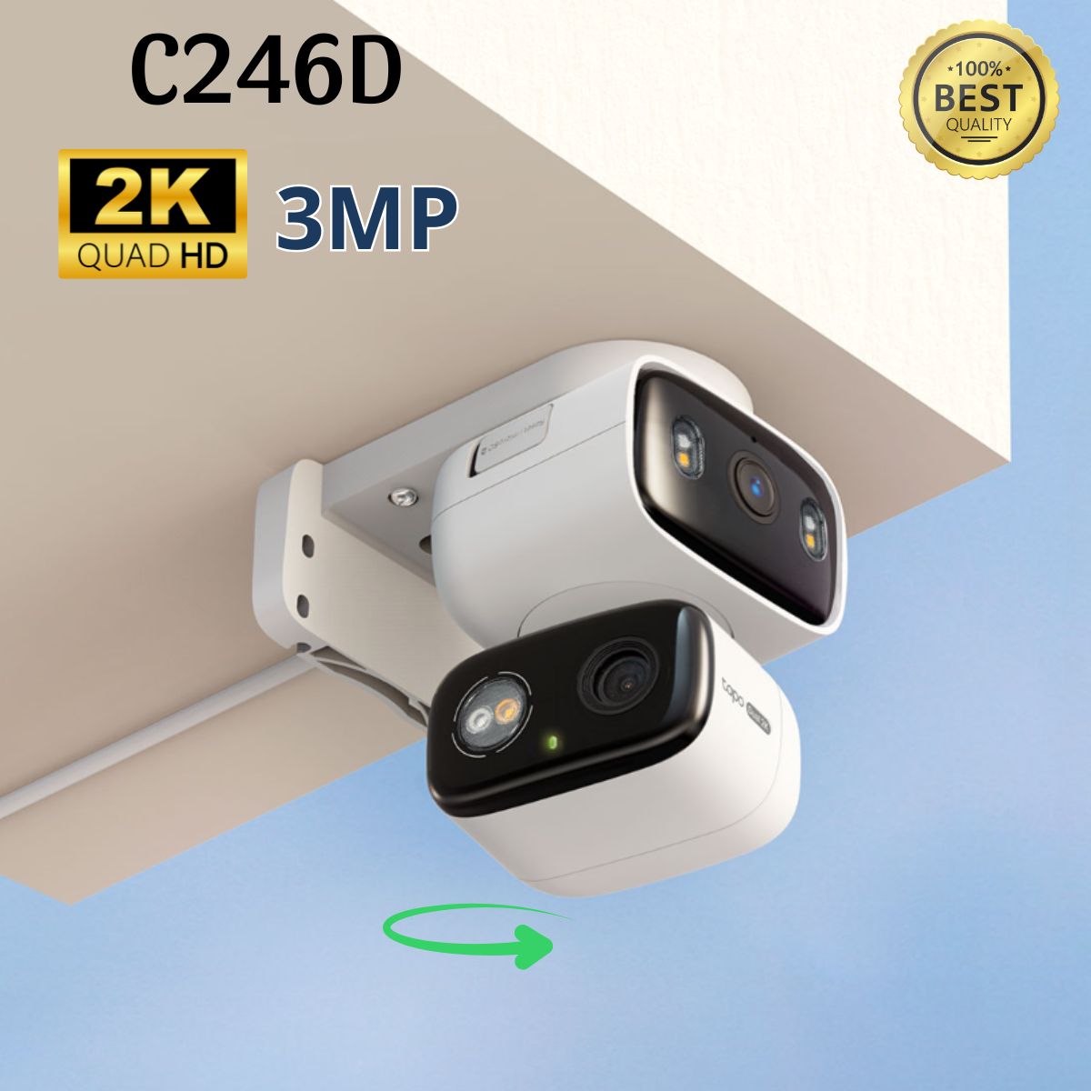 Camera quay quét 2 Ống kính kép 2K 3Mp Tp-Link Tapo C246D wifi Phát hiện AI thông minh, Hỗ trợ công nghệ Smart Night Vision