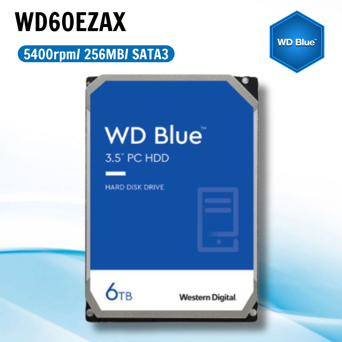 Ổ cứng Western Digital Blue 6TB WD60EZAX 3.5" SATA 3/256MB Cache/ 5400RPM