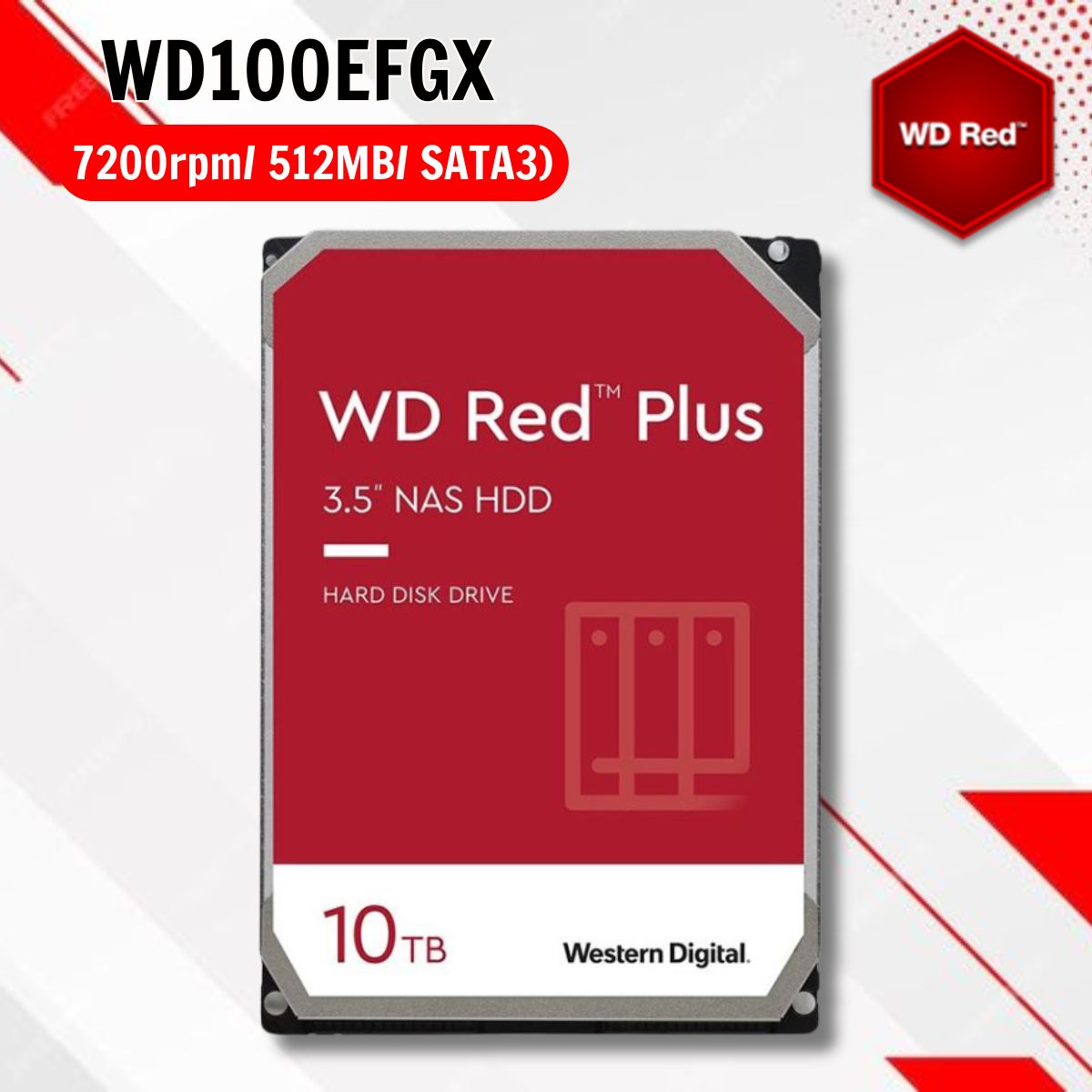 Ổ cứng Western Digital Red Plus 10TB WD100EFGX 3.5 inch 512MB Cache 7200RPM