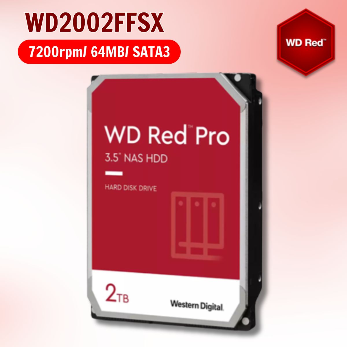 Ổ cứng nas Western Digital Red Pro 2TB WD2002FFSX 3.5" SATA 3/ 64MB Cache/ 7200RPM